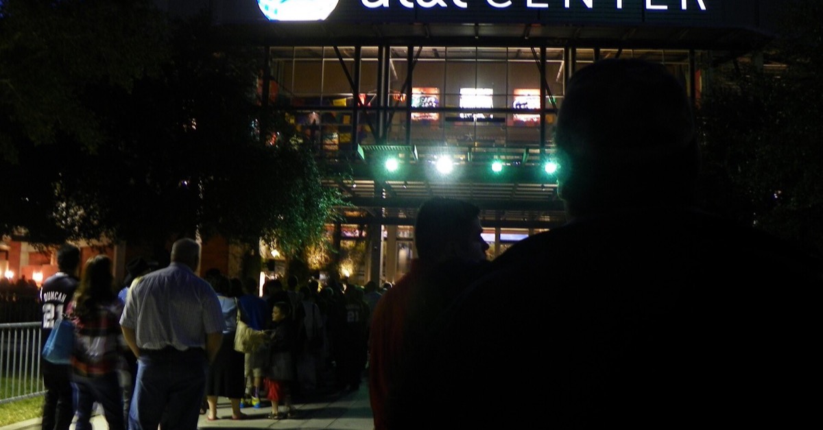 Fans lining up at night outside the Spurs' arena in San Antonio, then called the AT&T Center